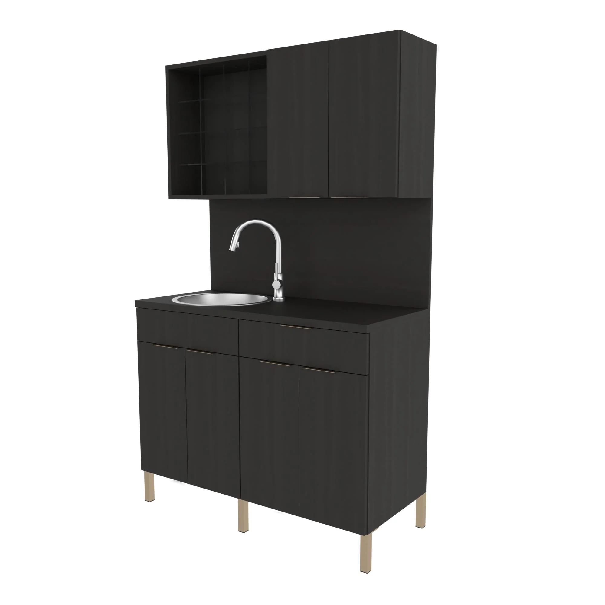 48" Config A - Color Dispensary on Metal Legs with Sink and Color Cubbies